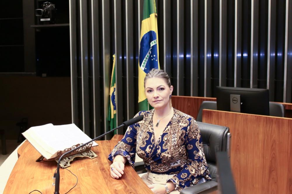 A deputada federal Aline Sleutjes (PSL-PR) orientou o voto do Governo a favor do projeto. Foto de Francisco Moreira