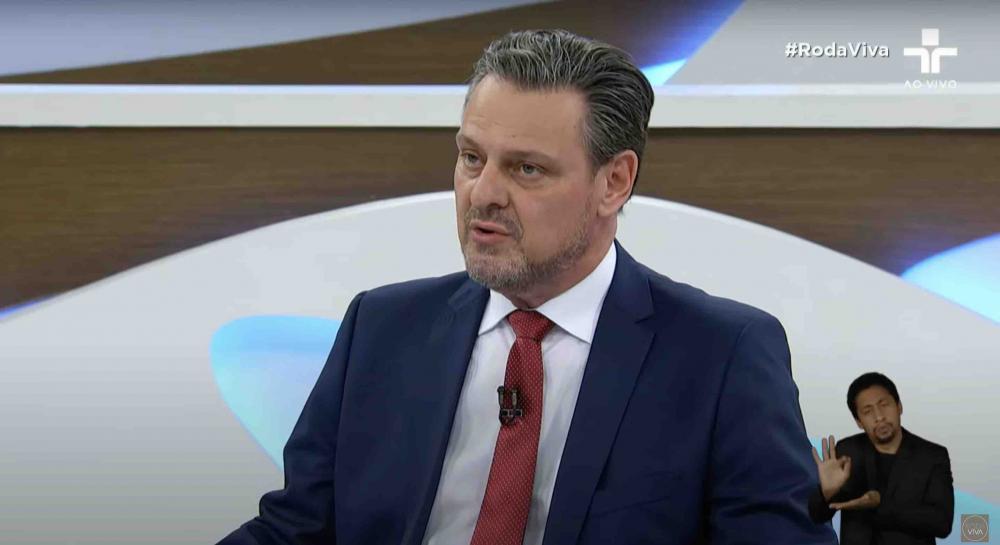  Carlos Fávaro, Ministro da Agricultura, durante entrevista ao programa Roda Viva. Fonte: Reprodução/YouTube/RodaViva.
