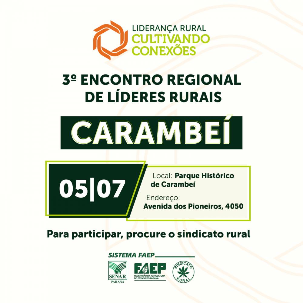 Produtores rurais reúnem-se no Encontro Regional de Líderes Rurais - Cultivando Conexões no Parque Histórico de Carambeí nesta quarta-feira, 05 de julho.
