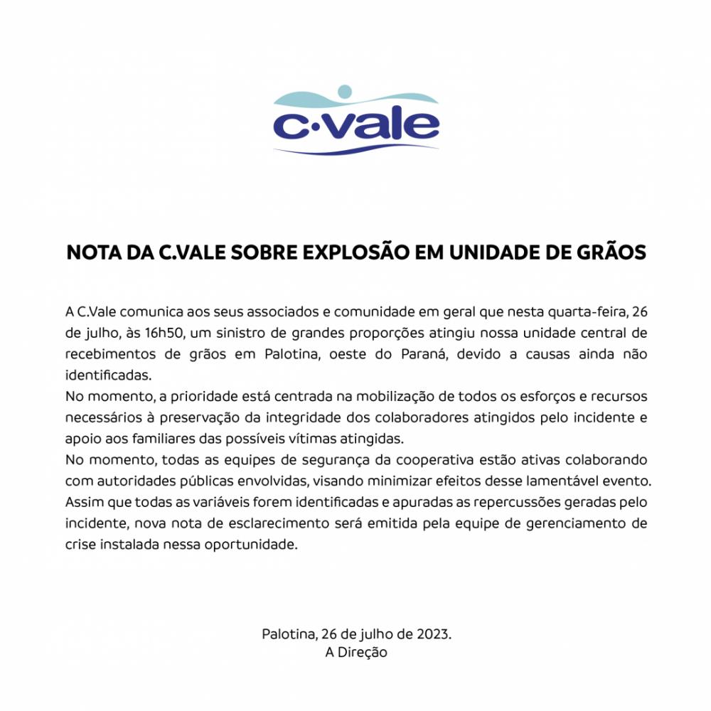 Tragédia em Palotina: Explosão na cooperativa C.Vale deixa quatro mortos e 27 desaparecidos. Equipes de resgate trabalham incansavelmente em busca de sobreviventes. 
