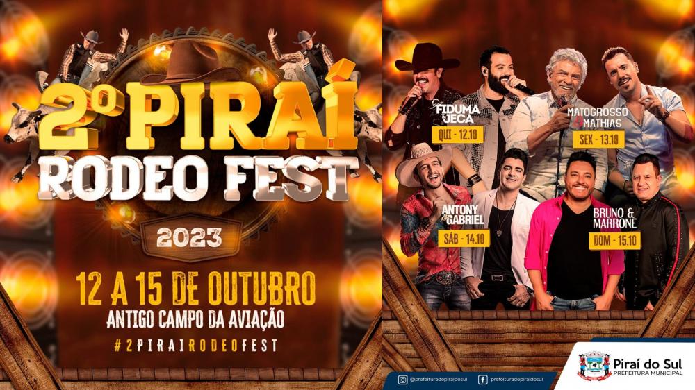 2° Piraí Rodeo Fest promete momentos inesquecíveis de 12 a 15 de outubro. 