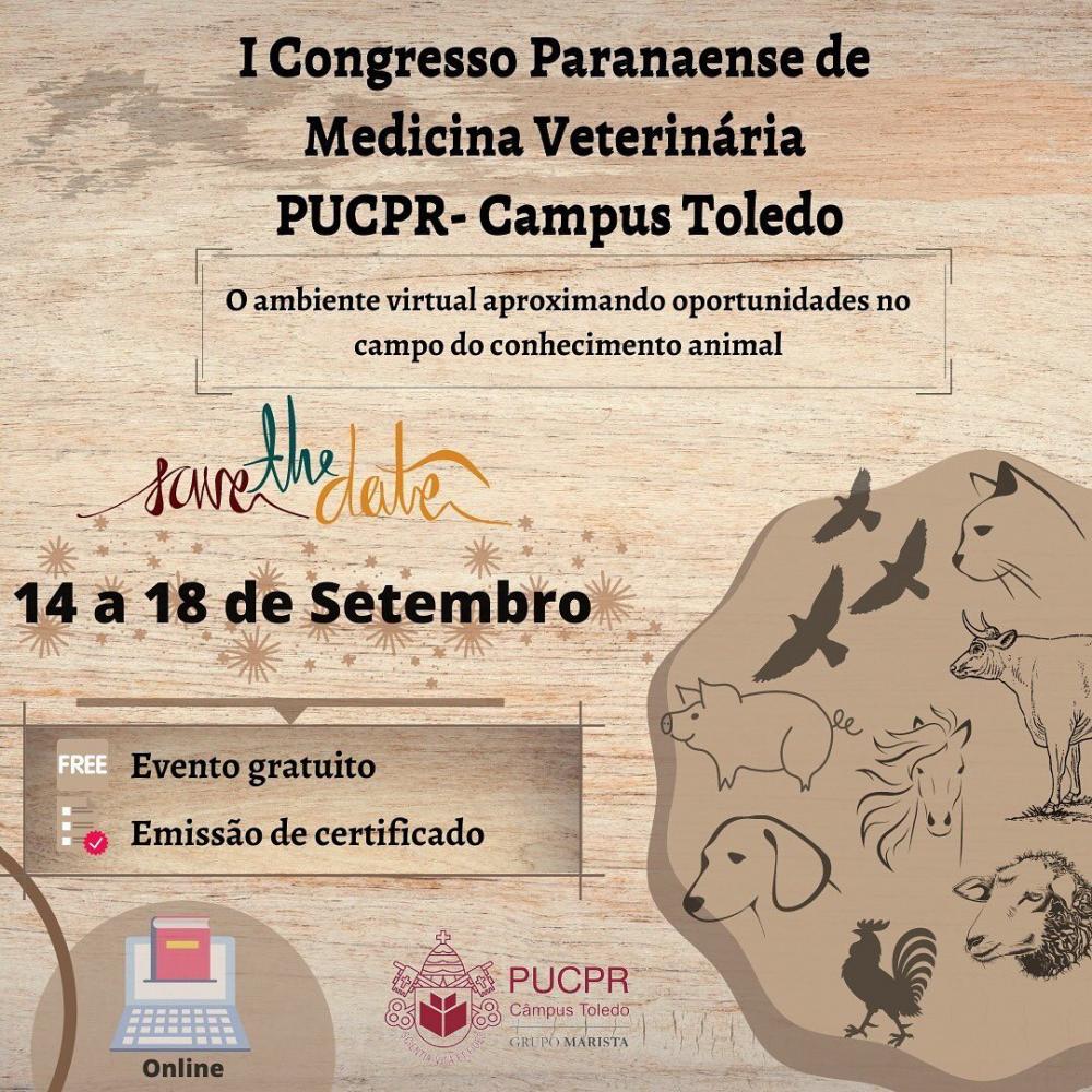 A PUCPR Toledo promove o I Congresso Paranaense de Medicina Veterinária, evento online sobre o campo do conhecimento animal que aborda temas como comportamento e bem-estar animal, medicina veterinária em tempos de Covid-19, entre outros.