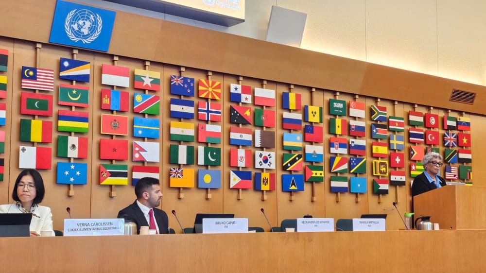 Mediação Bruno Caputti, Coordenador de Assuntos Regulatórios do Sindirações, durante reunião anual da IFIF-FAO (2023), na sede da FAO, em Roma Divulgação Sindirações
