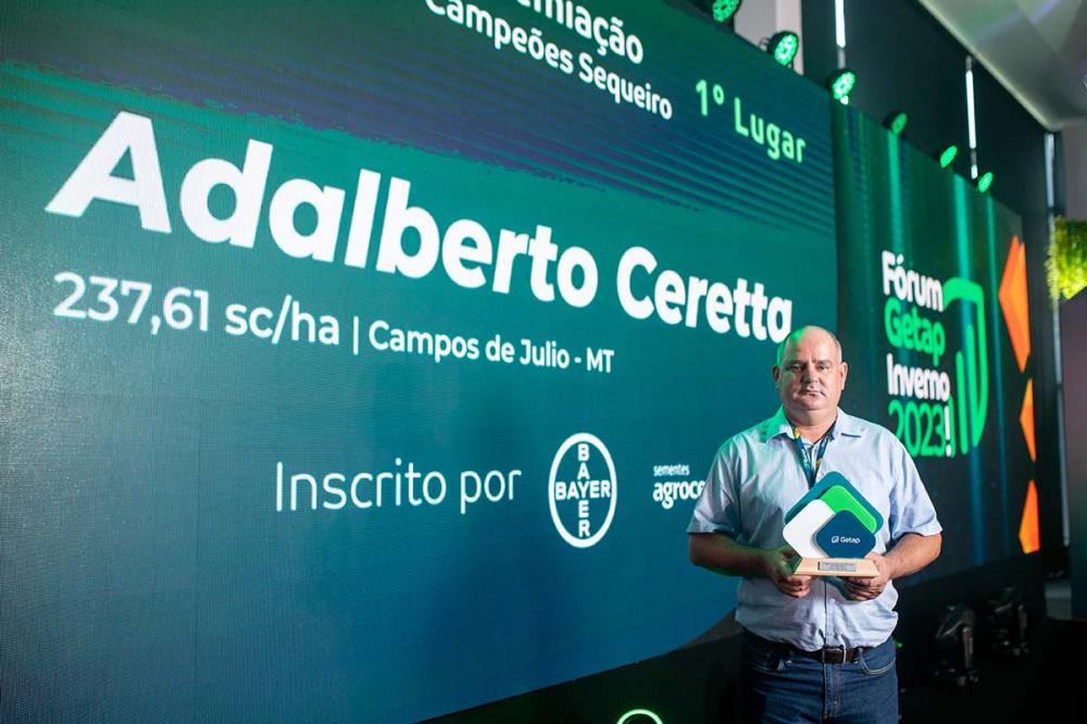 Adalberto Ceretta, de Campos de Júlio, foi o campeão na categoria sequeiro na 5ª edição do Concurso de Produtividade, realizado pelo Grupo Tático de Aumento de Produtividade (Getap)