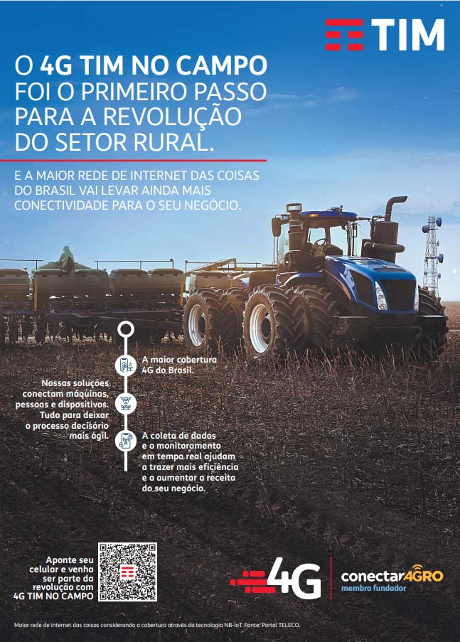 A Tim quer apoiar a transformação e a inclusão digital no campo, conectando escritórios, fazendas, máquinas, otimizando a gestão de equipe, ajudando a monitorar lavouras e a previsão do tempo.