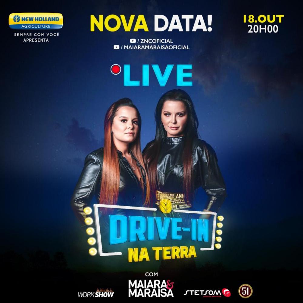 A dupla sertaneja Maiara e Maraísa se apresentam na live dia 18, às 20 horas.