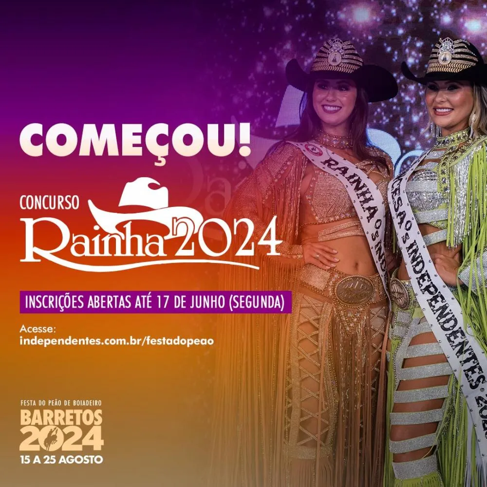 Concurso para Rainha da Festa do Peão de Barretos tem inscrições abertas - Arte Divulgação