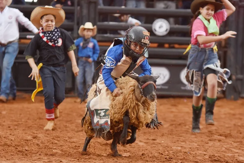 Luís Odair Batista Júnior é o campeão do rodeio em carneiros - Crédito: André Monteiro