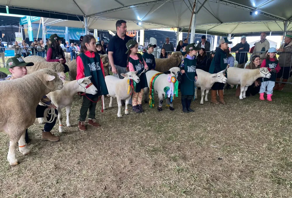 Cerca de 20 crianças, filhas e netas de criadores, entraram em pista exibindo seus animais.