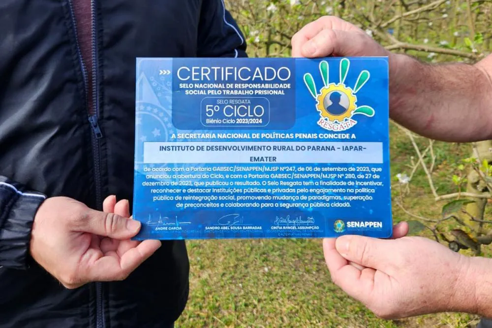 IDR-Paraná recebe Selo Nacional de Responsabilidade Social Pelo Trabalho Prisional. FOTO IDR-Paraná.