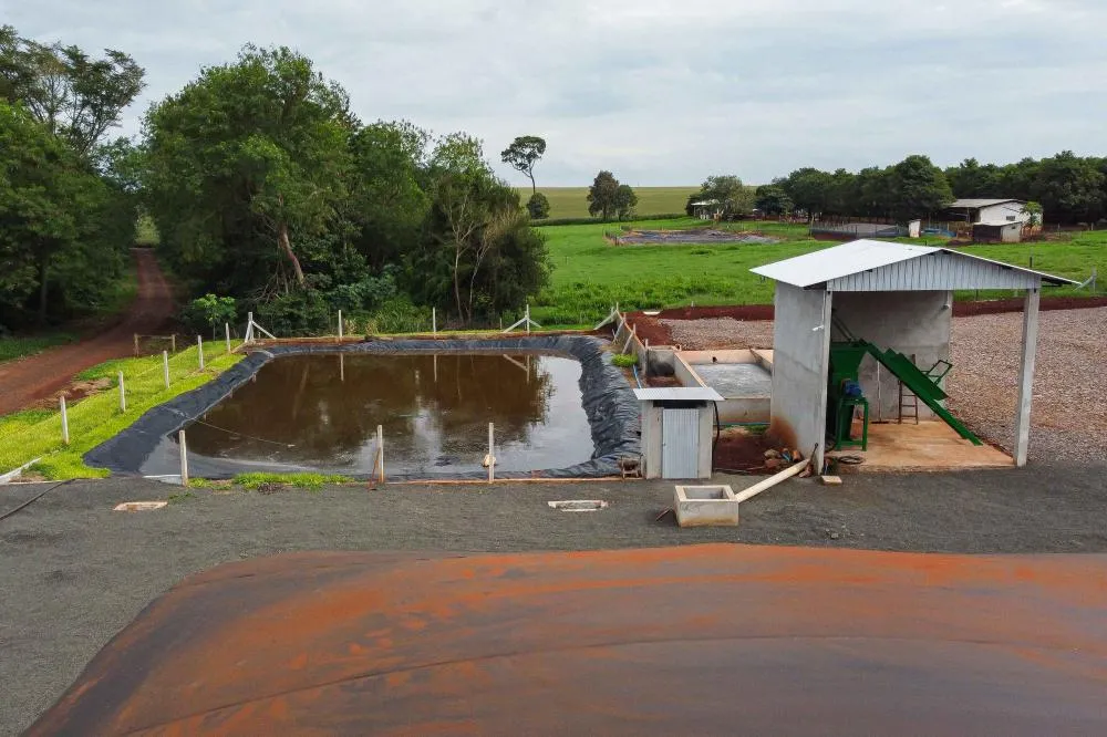 Itaipulândia, 16 de maio de 2024 - Usina de BioGás - produção de energia gerada a partir, neste caso, dos dejetos de suínos -, em Itaipulândia, região oeste do Paraná. Foto: Roberto Dziura Jr/AEN