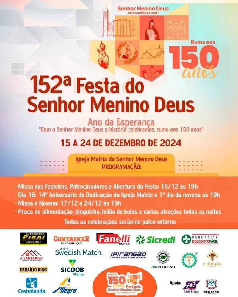 152ª Festa do Senhor Menino Deus: Fé, Tradição e Solidariedade em Piraí do Sul