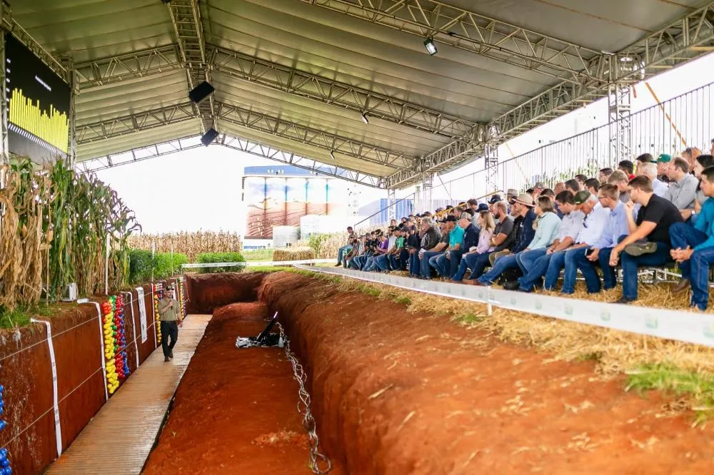 Em uma trincheira ao lado da área de plantio direto, cultivada há mais de 35 anos, os produtores rurais poderão observar os benefícios da rotação de culturas, técnica que melhora a fertilidade do solo e reduz a necessidade de insumos. Foto divulgação Fund