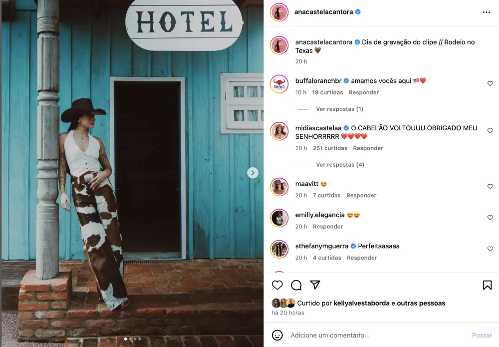 Reprodução rede social da cantora.
