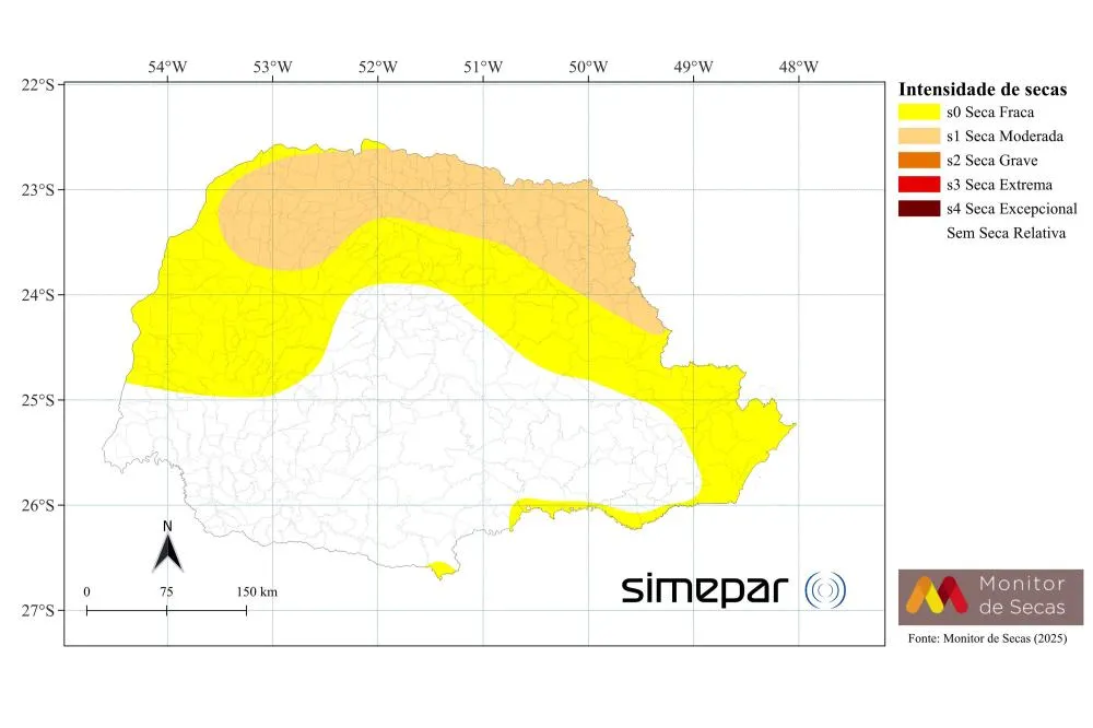Período de seca acabou no Sudoeste e reduziu no Noroeste do Paraná, aponta relatório Foto: Simepar