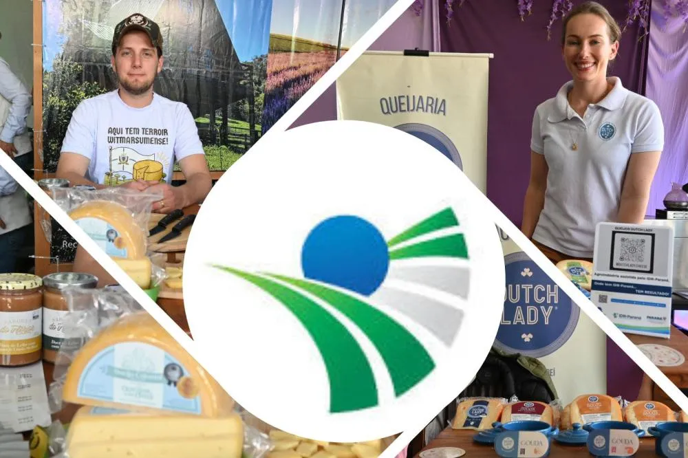 Produtores rurais apresentaram queijos premiados no estande do IDR-Paraná durante a Agroleite 2025. Foto Toninho Anhaia