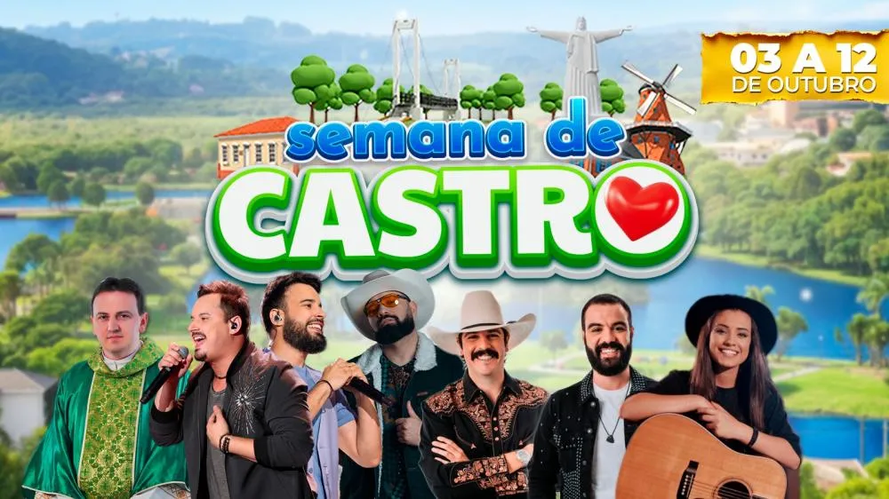 Isadora Pompeo, Clayton & Romário, Cris no Beat, Fiduma & Jeca e Padre Ezequiel Dal Pozzo estão entre as atrações da Semana de Castro 2025, que também valoriza artistas locais e regionais Imagens: Divulgação