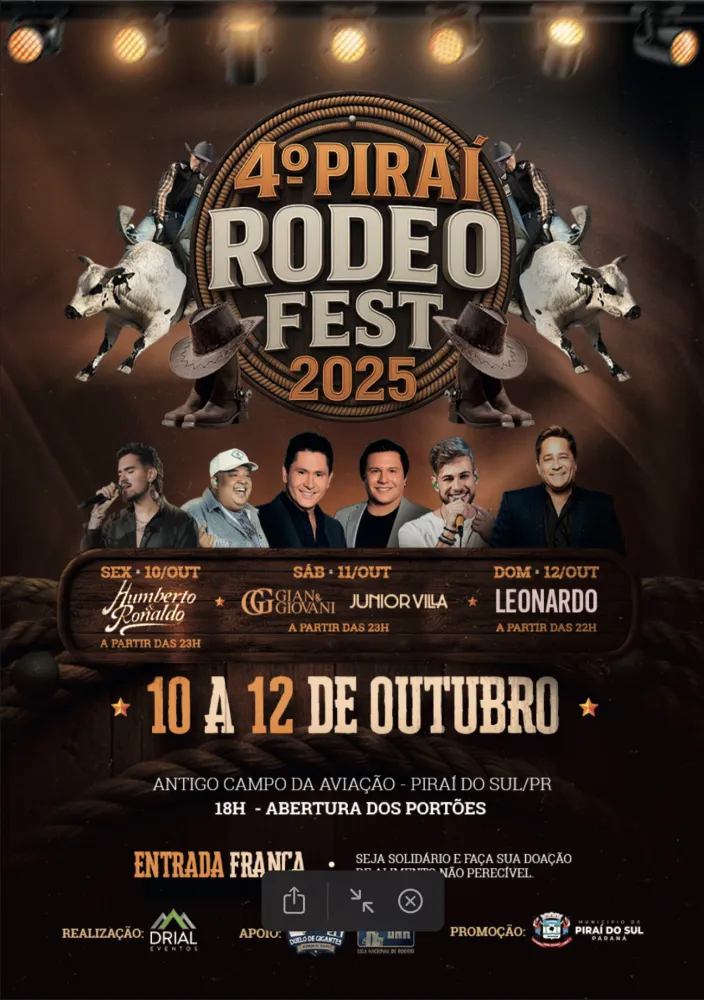 Piraí Rodeo Fest 2025 promete agitar a cidade com grandes atrações e entrada gratuita