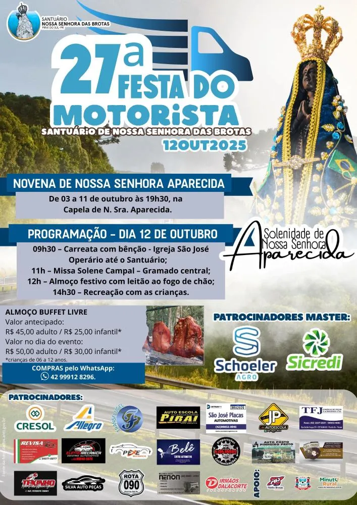 Carreata de caminhões marca a abertura da 27ª Festa do Motorista em Piraí do Sul.