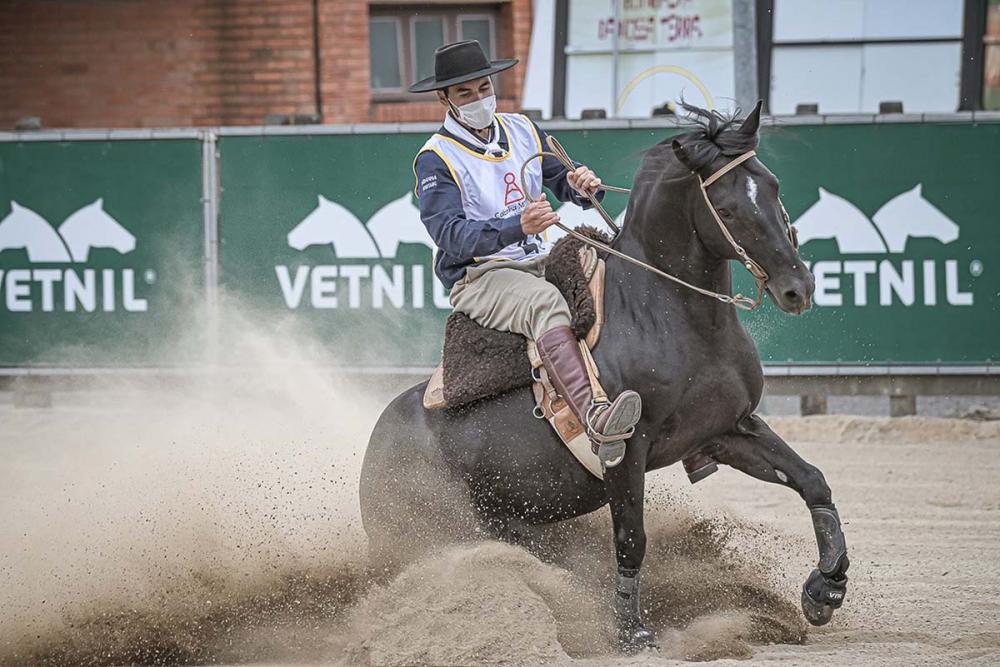 O resultado no Crioulos do Futuro - destinada para animais até três anos hípicos - fez do cavaleiro Cleiton Guimarães de Vargas pentacampeão da categoria. Fagner Almeida/Divulgação