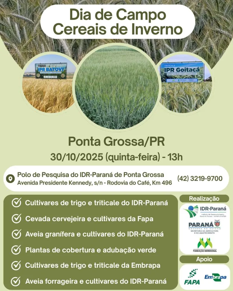 Dia de Campo destaca avanços nos Cereais de Inverno e sustentabilidade no campo