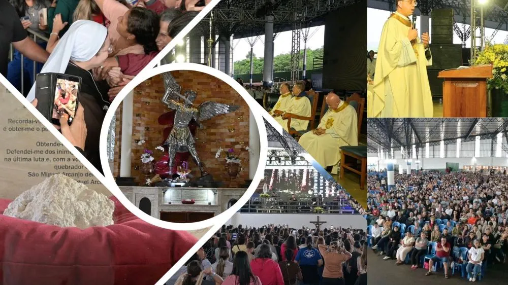 Fiéis participam do encontro “Ninguém Como Deus” no Santuário de São Miguel Arcanjo. Fotos Toninho Anhaia