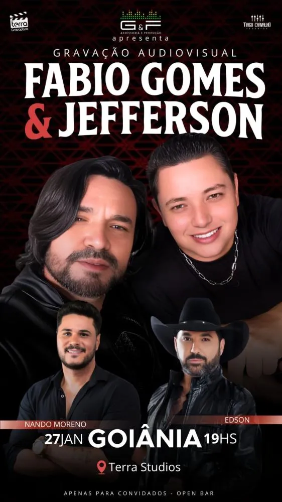 Fábio Gomes & Jefferson gravam Audiovisual em Goiânia com participações especiais e novo projeto sertanejo