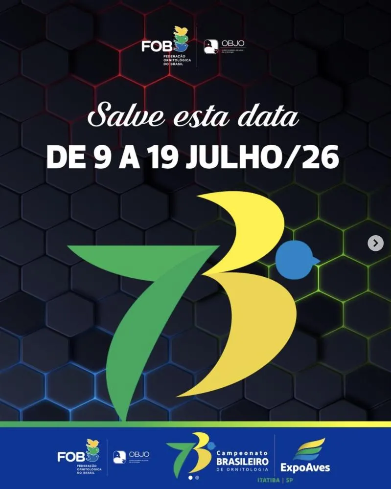Campeonato Brasileiro de Ornitologia – Expoaves 2026 acontece em julho em Itatiba