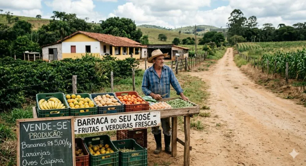 O problema da agricultura familiar vai além da produção. Imagem gerada por IA