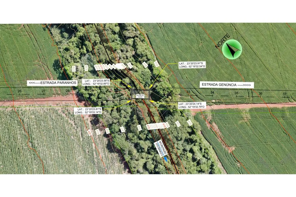 Convênio entre SEIL e Floraí para construir uma nova ponte (mapa) Foto: DER