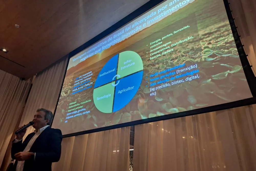 Fernando Prudente destacou a sustentabilidade e a força da agricultura brasileira durante encontro da Abramilho com a imprensa. Crédito da Foto: Toninho Anhaia