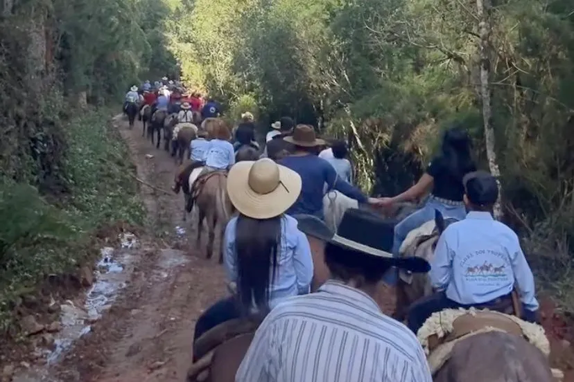  Cavaleiros e comitivas participam do 5º Encontro Tropeiros da Santa do Paredão em Jaguariaíva.