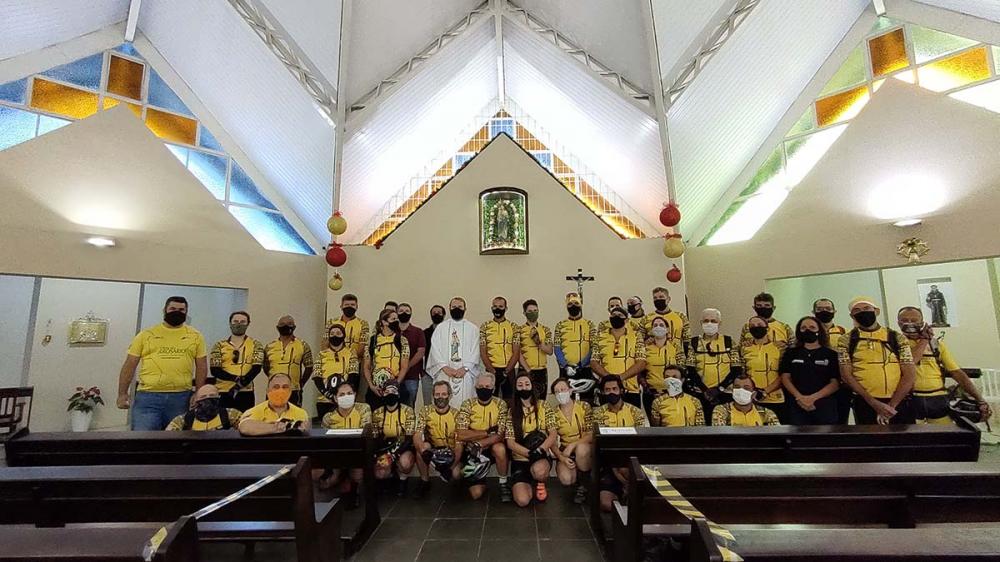 O Santuário Diocesano de Nossa Senhora das Brotas é o Portal da Rota do Rosário, mais de 50 ciclistas participam da 2.º Expedição da Rota do Rosário e devem percorrer mais de 600 km de bicicleta. Fotos Toninho Anhaia