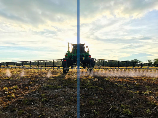O WeedSeeker é capaz de aplicar defensivos agrícolas apenas onde estão as plantas invasoras, identificadas por meio de sensores.