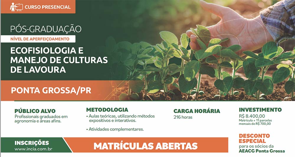 A Pós-graduação é uma ótima oportunidade para o profissional de agronomia atualizar seus conhecimentos. 