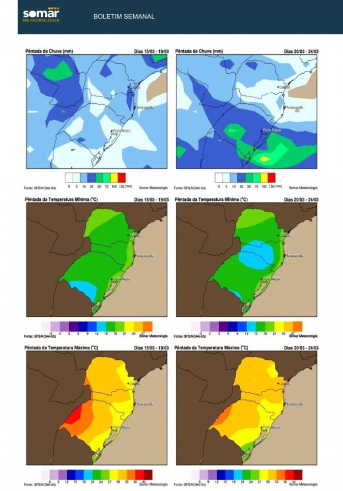 Mapas meteorológicos para a Região Sul - Foto: Reprodução/Somar