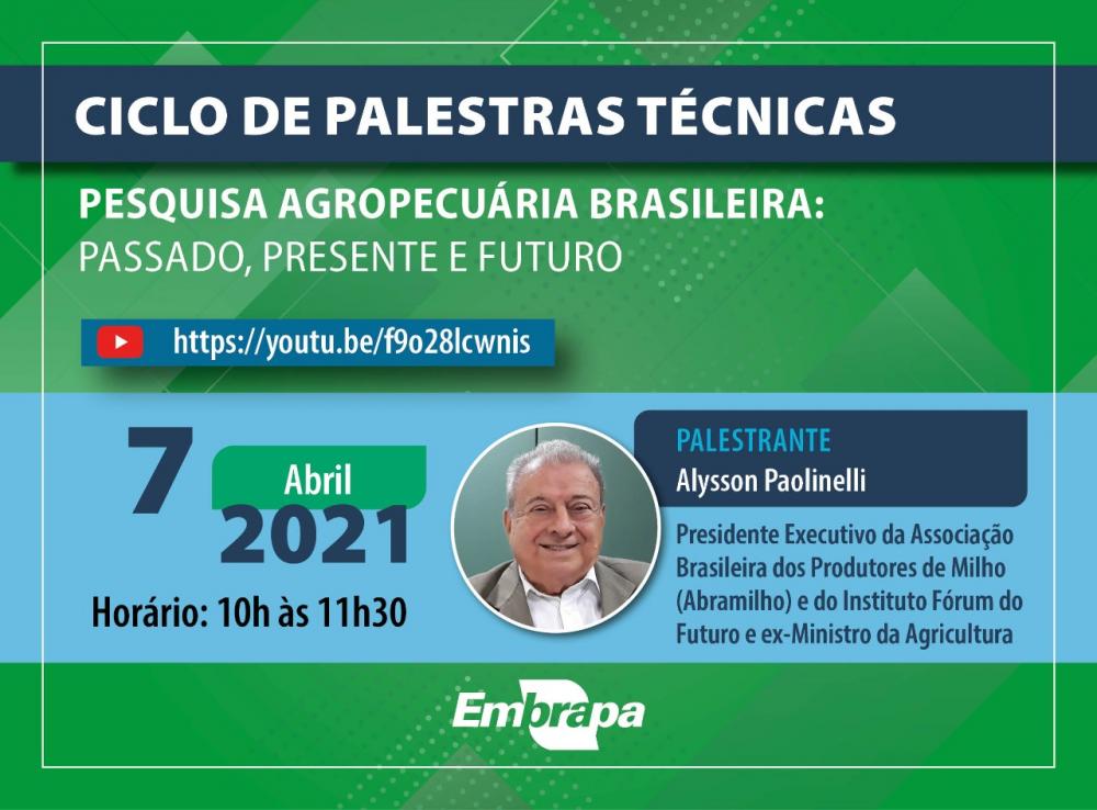 A apresentação de Paolinelli será a segunda do Ciclo de Palestras Técnicas da Embrapa Cerrados, evento que busca aproximar cada vez mais a pesquisa do setor produtivo. 