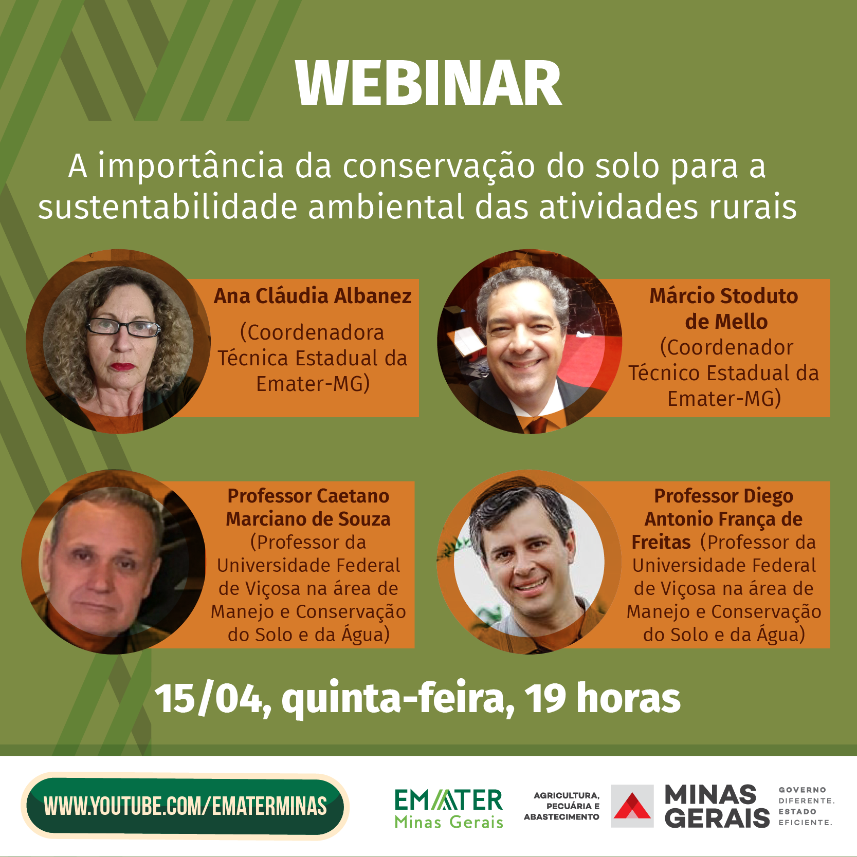 O bate-papo será sobre a importância da conservação do solo para a sustentabilidade ambiental das atividades rurais. 
