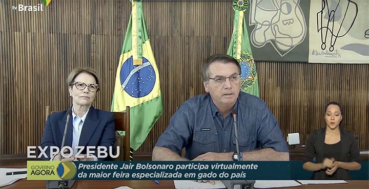 Presidente Jair Bolsonaro e Ministra Tereza Cristina participam de abertura da ExpoZebu 2021