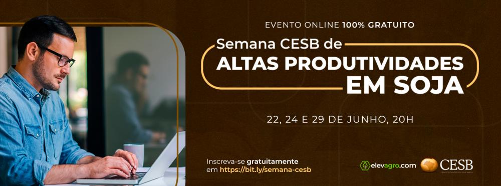 Durante a Semana CESB de Altas Produtividades em Soja, que ocorrerá nos dias 22, 24 e 29 de junho, sempre às 20h, serão realizadas três lives especiais e gratuitas, nas quais especialistas integrantes do CESB discorrerão sobre as melhores práticas de cult