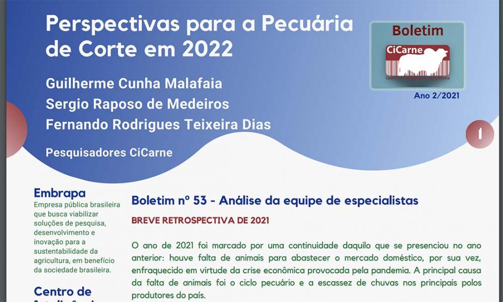 As margens devem continuar apertadas em 2022. Faltarão vacas para abate e abastecimento do mercado interno e as indústrias buscarão bois, que estarão com a demanda aquecida no mercado externo e com a arroba valorizada.