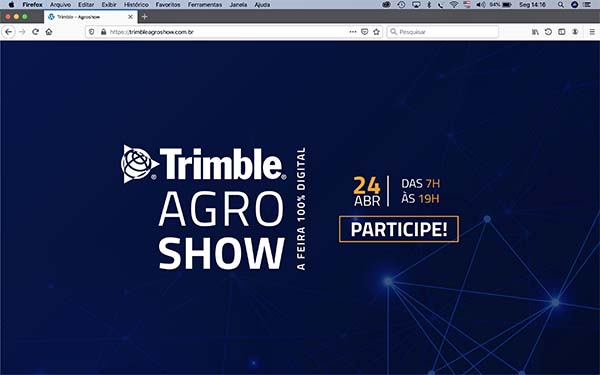 A primeira feira agrícola em formato digital no Brasil, terá 11 salas virtuais com até 3 especialistas em cada uma delas para sanar dúvidas sobre agricultura de precisão. O evento acontece no dia 24 de abril, das 7hs às 19hs.