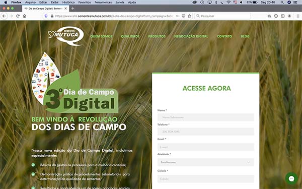 No ar o 3º Dia de Campo Digital Mutuca. Faça o cadastro no site e tenha acesso a todo conteúdo exclusivo..