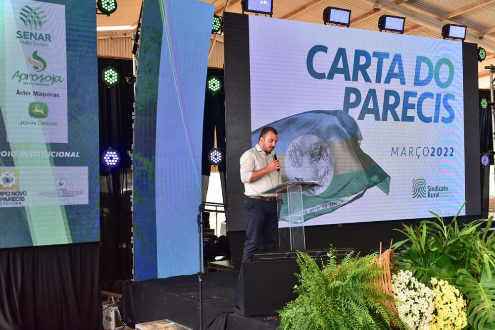 Condições básicas para que o produtor rural possa seguir na produção de alimentos foram listadas na Carta de Parecis, apresentada na solenidade de abertura da Parecis SuperAgro, nesta quarta (30.03). 