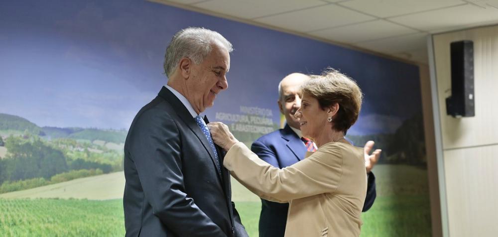 Marcos Montes exerceu o cargo de secretário-executivo do Mapa desde 2019 e lembrou o convite de Tereza Cristina para formar o time da Pasta em seu discurso