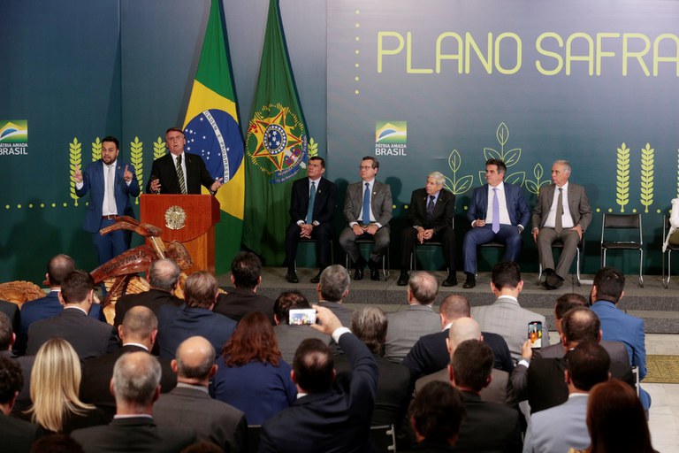 Presidente Jair Bolsonaro no lançamento do Plano Safra 2022/23 Foto: Carlos Silva/Mapa