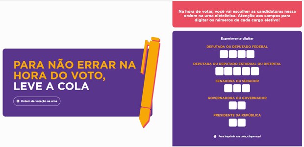 Imprima seu lembrete (colinha)﻿ e leve junto para agilizar a votação